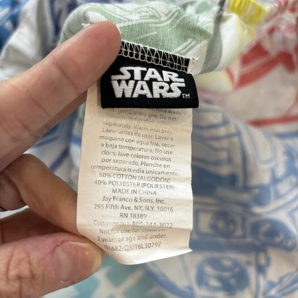 Vintage Star Wars Twin Fitted Sheet Stamps Cotton Blend Darth C-3PO R2D2 Yoda